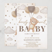 Invitation Baby shower de ballon d'ours Brown (Devant / Derrière)