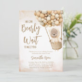 Invitation Baby shower de ballon d'ours Brown neutre selon le (Debout devant)