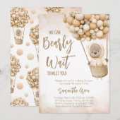 Invitation Baby shower de ballon d'ours Brown neutre selon le (Devant / Derrière)