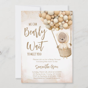Invitation Baby shower de ballon d'ours Brown neutre selon le