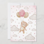 Invitation Baby shower de ballon d'ours rose (Dos)