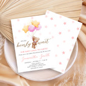 Invitation Baby shower de ballon d'ours rose