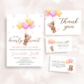 Invitation Baby shower de ballon d'ours rose