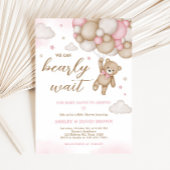 Invitation Baby shower de ballon d'ours rose