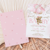 Invitation Baby shower de ballon d'ours rose Boho
