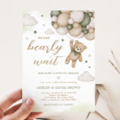 Invitation Baby shower de ballon d'ours vert