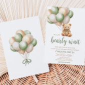 Invitation Baby shower de ballon d'ours vert Sage