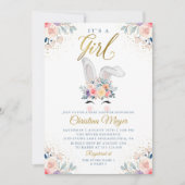 Invitation Baby shower de ballon floral mignon rosé d'or (Devant)