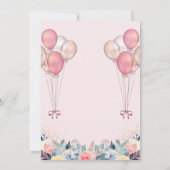 Invitation Baby shower de ballon floral mignon rosé d'or (Dos)