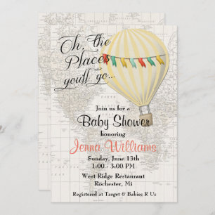 Invitation Baby shower de ballon jaune neutre pour les femmes