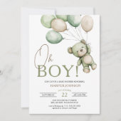 Invitation Baby shower de ballon Ours Garçon (Devant)