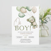 Invitation Baby shower de ballon Ours Garçon (Debout devant)