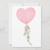 Invitation Baby shower de ballon rose coeur (Dos)
