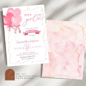 Invitation Baby shower de ballon rose coeur