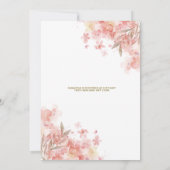 Invitation Baby shower de ballon rose floral Boho Teddy Bear (Dos)