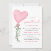 Invitation Baby shower de ballon rose Valentine (Devant)