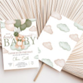 Invitation Baby shower de ballon vert bébé ours