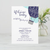 Invitation Baby shower de ballons à air chaud pour bébé (Debout devant)