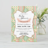 Invitation Baby shower de ballons à air chaud rose et bleu Aq (Debout devant)