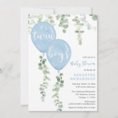 Invitation Baby shower de ballons bleu eucalyptus pour garçon (Devant)