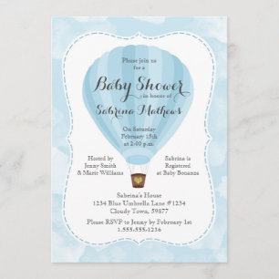 Invitation Baby shower de ballons Blue Hot Air