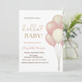 Invitation Baby shower de ballons chic aquarelle (Debout devant)