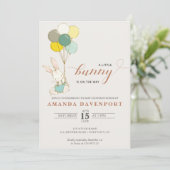 Invitation baby shower de ballons de lapin (Debout devant)