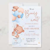 Invitation Baby shower de Ballons d'ours à aquarelle bleu (Devant)