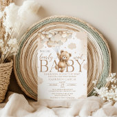 Invitation Baby shower de ballons d'ours Brown neutres selon 