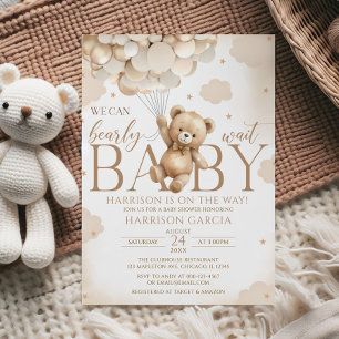 Invitation Baby shower de ballons d'ours Brown neutres selon