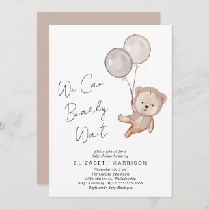 Invitation Baby shower de ballons d'ours en peluche de Boho