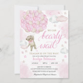 Invitation Baby shower de ballons d'ours en peluche rose (Devant)