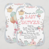 Invitation Baby shower de ballons doux et délicat (Devant / Derrière)