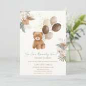 Invitation Baby shower de ballons en Teddy adorable (Debout devant)