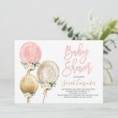 Invitation baby shower de ballons floraux (Debout devant)