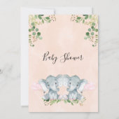 Invitation Baby shower de ballons pour filles jumelles élépha (Dos)