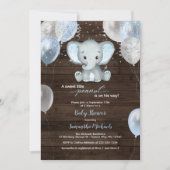 Invitation Baby shower de ballons pour garçon éléphant rustiq (Devant)