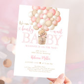 Invitation Baby shower de ballons pour ours en peluche rose f