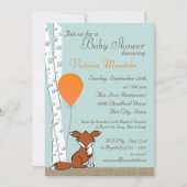 Invitation Baby shower de ballons renards et de bois de boule (Devant)