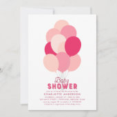 Invitation Baby shower de ballons roses (Devant)