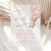 Invitation Baby shower de Ballons roses de l'ours