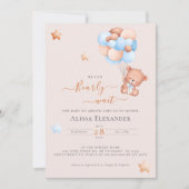 Invitation Baby shower de ballons roses et bleus de l'ours en (Devant)