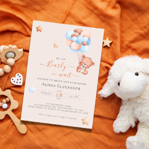 Invitation Baby shower de ballons roses et bleus de l'ours en