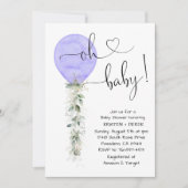 Invitation Baby shower de ballons vert pourpre (Devant)