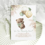 Invitation Baby shower de ballons verts de l'ours Brown Sage<br><div class="desc">Joli petit ours en peluche et ballons brun et sauge vert invitation à la douche bébé - Nous pouvons attendre prématurément pour bébé à l'arrivée!</div>