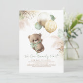 Invitation Baby shower de ballons verts de l'ours Brown Sage (Debout devant)