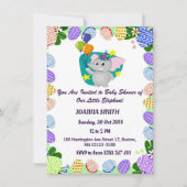 Invitation Baby shower de Ballons Volants Eléphants Cute (Devant)