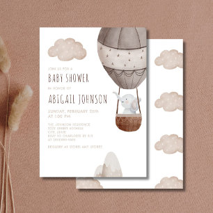 Invitation Baby shower de balloon éléphant à air chaud
