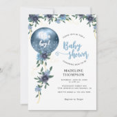 Invitation Baby shower de balloon moderne bleu Dusty (Devant)