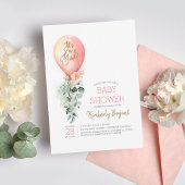 Invitation Baby shower de balloon rose fleuri